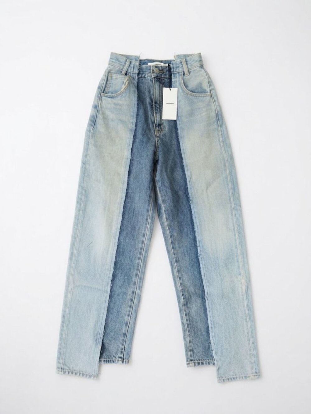 NWT MOUSSY Two-Tone High Rise Patchwork Straight Leg Jeans-Size 1 26- MSRP $325